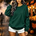 thumbnail image 5 of TKLPEHG Womens Halloween Sweatshirt Fashion Halloween Graphic Long Sleeve Crewneck Loose Fit Fall Clothes Casual Comfy Pullover (Green,XS), 5 of 5