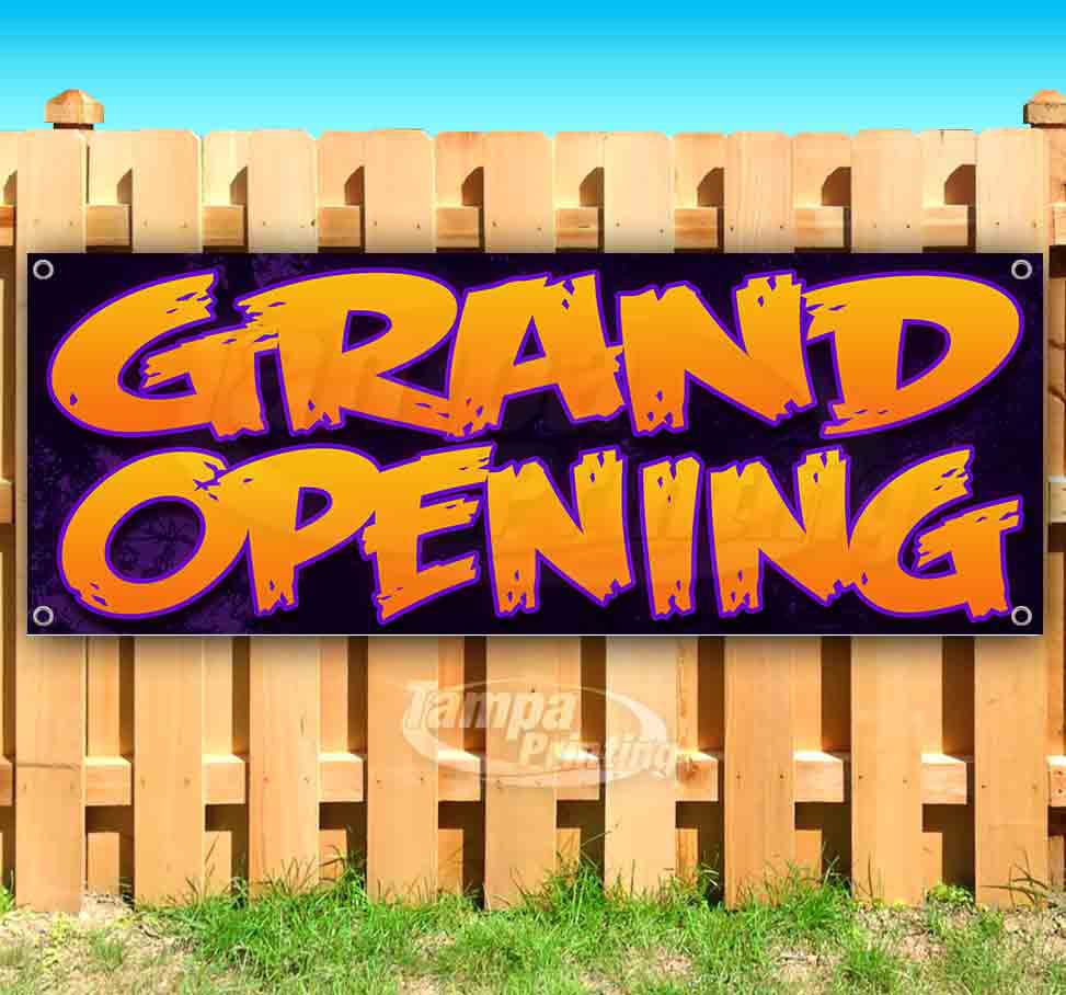 Grand Opening 13 oz Heavy Duty Vinyl Banner Sign with Metal Grommets Advertising Store Flag, Many Sizes Available New