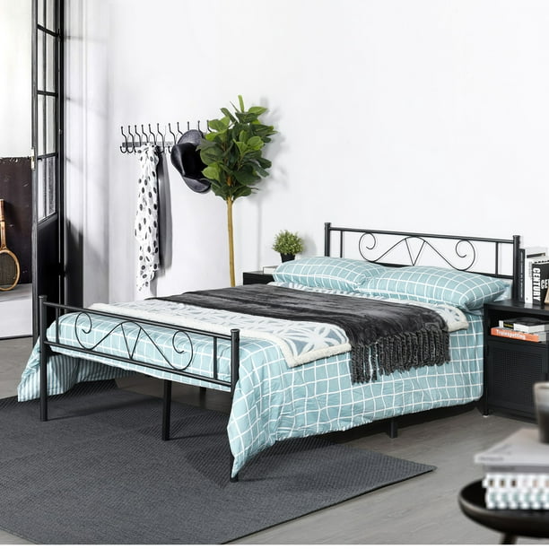 Kids Bedroom Metal Platform Bed Frame, Green Forest Twin Bed Frame