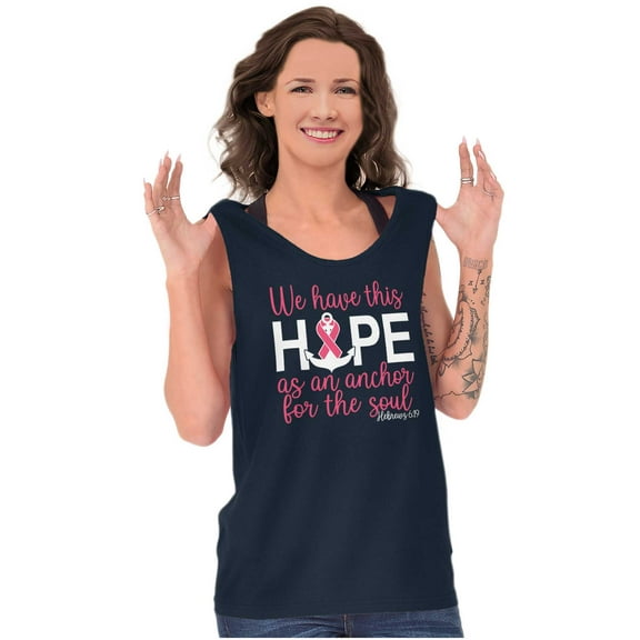 Breast Cancer Hope is an Anchor Quote Tank Top Tee Shirt Women Brisco Brands S
