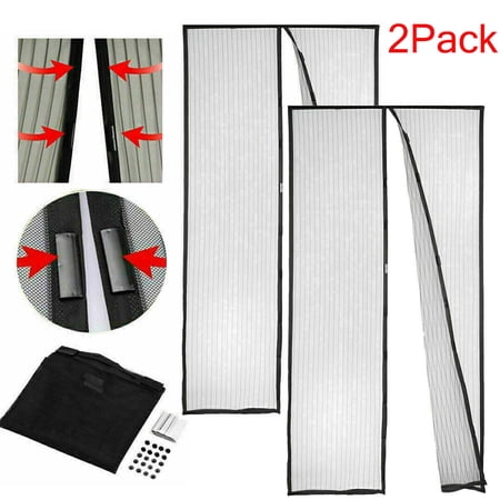 2 Pack Hands-Free Magnetic Screen Door Mesh Net Mosquito Fly Insect Bug Curtain
