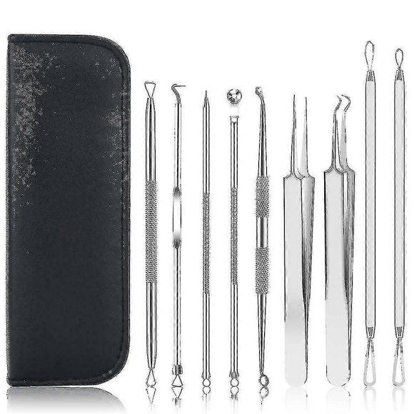 9 Pcs Blackhead Remover Pimple Tool Kit Professional Comedone Extractor