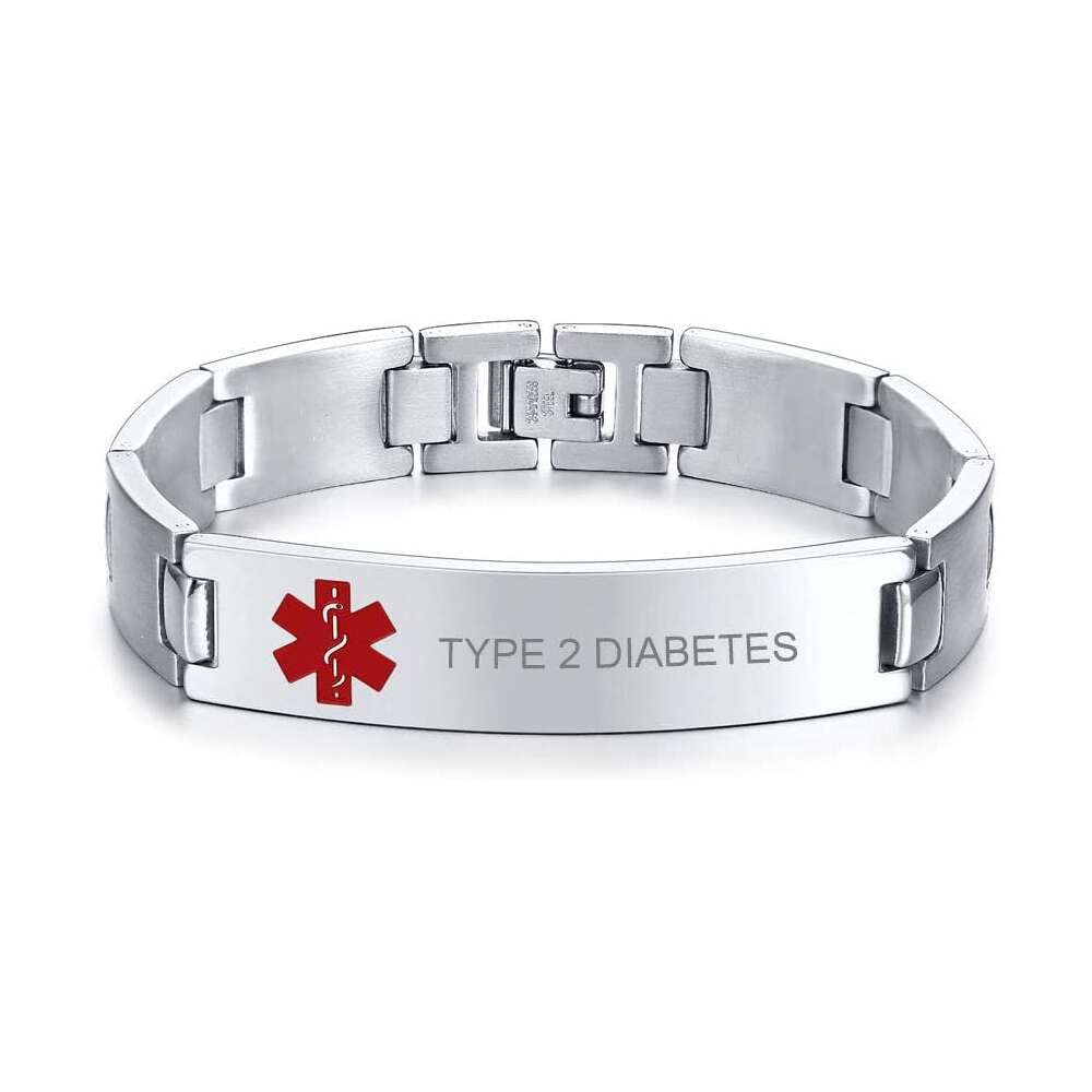 ALmi Free EngravingUnisex 13MM Solid Stainless Steel Medical Alert ID