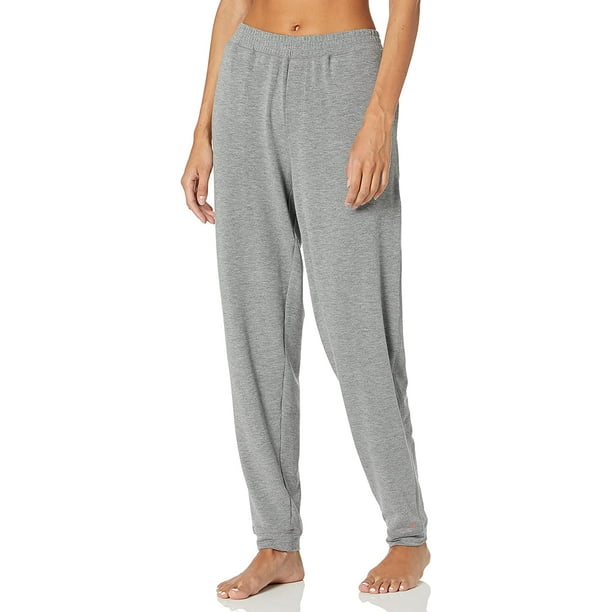 Hue Womens Solid French Terry Cuffed Long Lounge Pant With Pockets  Sleepwear, -Medium Grey Heather, Small 