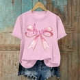 thumbnail image 5 of AUNVITO Women's Valentine's Day T-Shirt Bow Detail Print Round Neck Short Sleeve Casual and Fashionable, 5 of 6