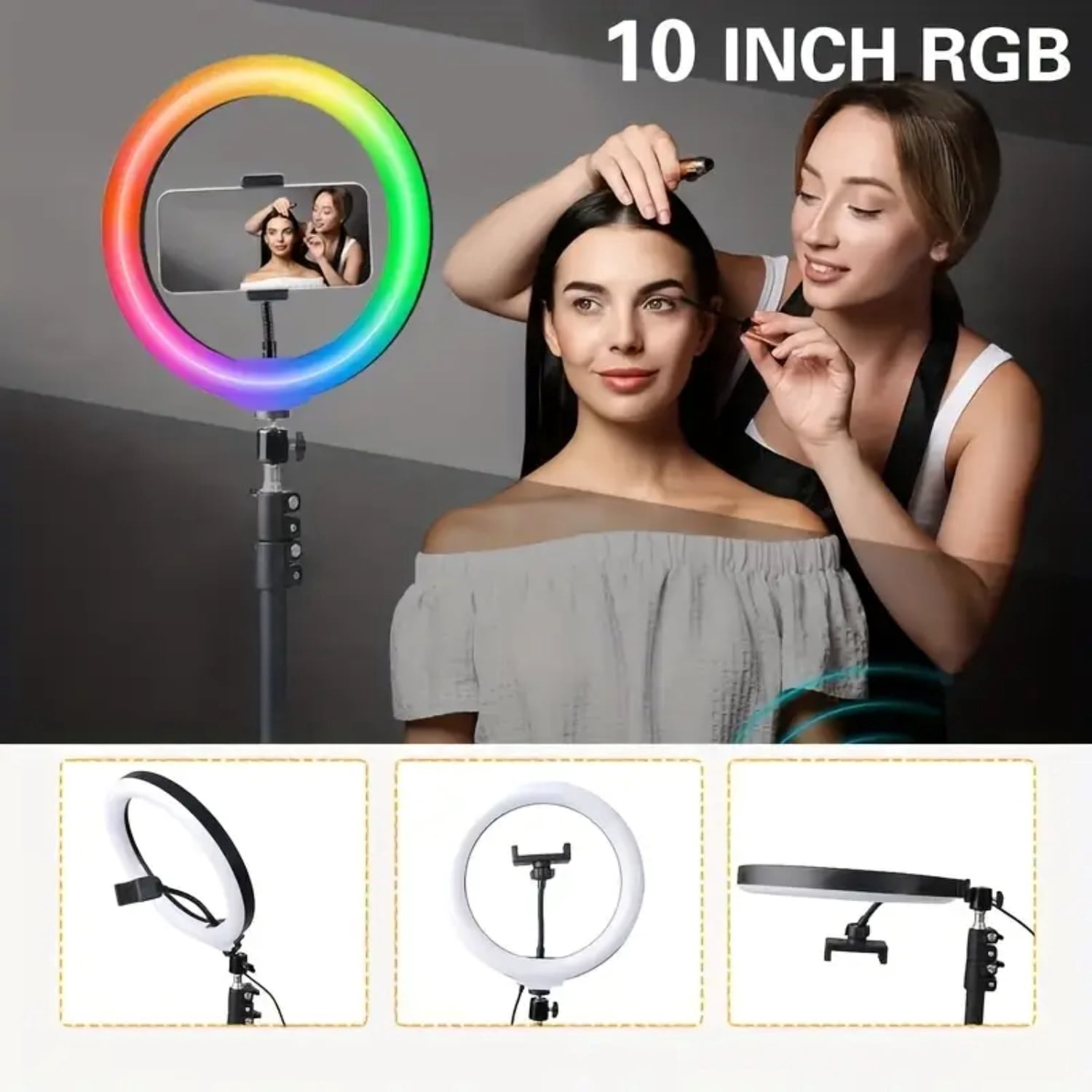 ZOMEI RGB Video Light Panel Lighting Kit, LED Bi Color Dimmable Portable Studio Light with 43" Stand, Lightweight Phone Light for Photography Video Recording Live Streaming(1pcs)