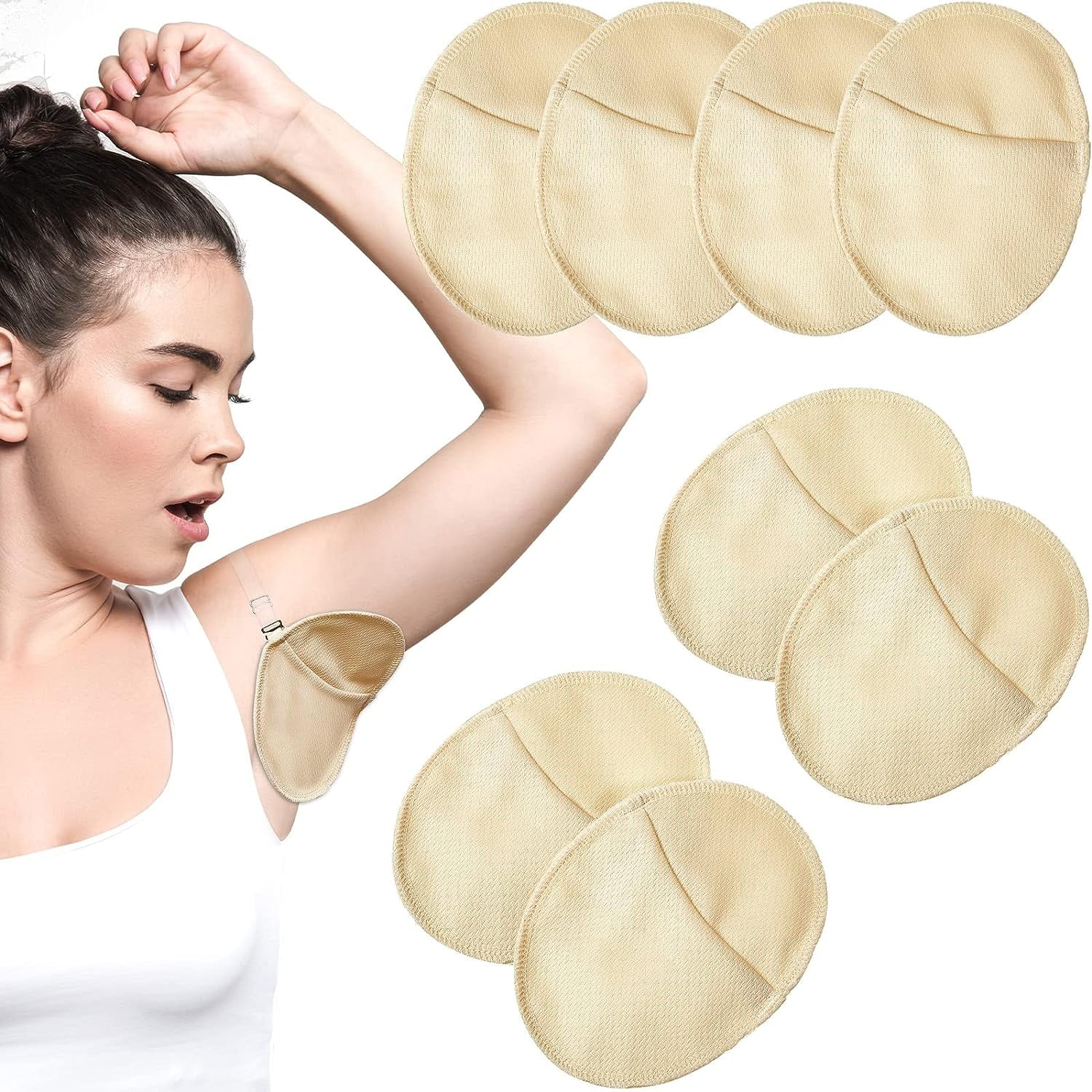 4 Pairs Underarm Sweat Pads Reusable Sweat Absorbing Guards Washable ...