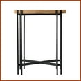 thumbnail image 6 of Modern Round Wood Top Coffee Table with Black Metal Legs, Compact & Stylish for Living Room, 6 of 17