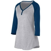 Augusta Sportswear Women's Rave Henley Xs Athletic Heather/Navy