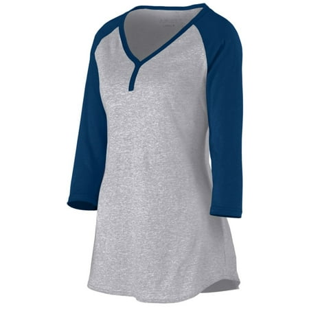 Augusta Sportswear Women's Rave Henley Xs Athletic Heather/Navy