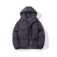 thumbnail image 2 of adviicd Unisex Couple's Thick Warm Hooded Puffer Coat, Loose Fit Thermal Insulated Winter Jacket Fuzzy Puffer Coat (Purple, XL), 2 of 5