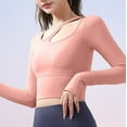 thumbnail image 7 of Kovlvoll Long Sleeve Tops for Women Stretchy Slim Fitting Comfy Running Cropped Sports Yoga Top, 7 of 7