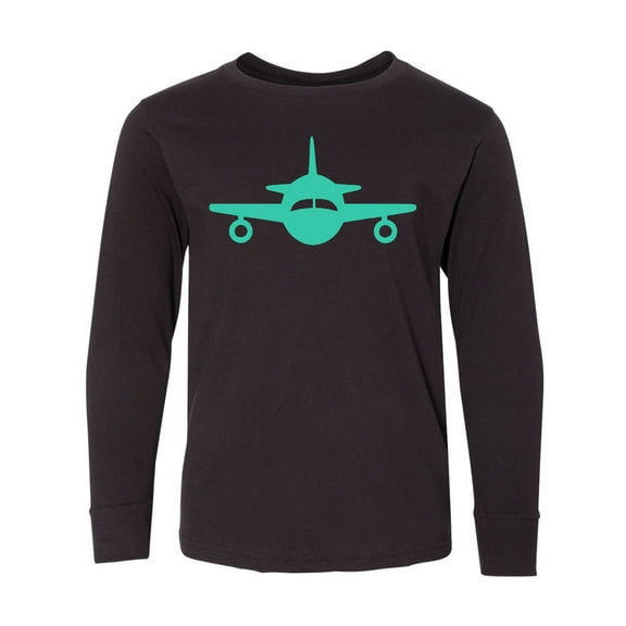 Inktastic Cute Teal Airplane Long Sleeve Youth T-Shirt