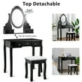 thumbnail image 6 of Gymax Vanity Jewelry Wooden Makeup Dressing Table Set with Stool Mirror & 5 Drawers Black, 6 of 10