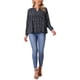 thumbnail image 2 of INSPIRAR CHIC Blusas Florales para Mujeres con Cuello en V de Manga Larga Estilo Babydoll Fluidas para Primavera Verano Talla S Azul Oscuro, 2 of 6