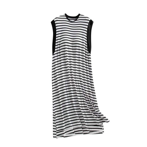 snilers Nightgowns for Women Built in Bra Tank Dress Crewneck Sleeveless Sleepshirts Comfy Striped Sleepwear Loose Pajama Dress