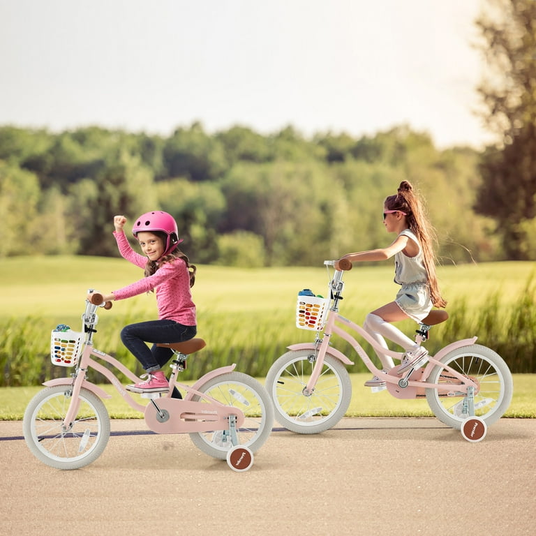 Children Bicycle with Front Handbrake and Rear Coaster Brake Pink Costway