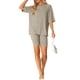 thumbnail image 2 of Conjunto de sudadera de manga corta de punto acanalado suave INSPIRE CHIC para mujer, pantalones cortos, ropa de casa, pijama XS Caqui, 2 of 6