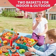Play Food Sets for Kids Kitchen-80PC Pretend Food with 2 Kids Picnic Basket, Toy Food with Pizza Toy, Plastic Food Cutting Toys, Play Kitchen Accessories - Fake Food, Boys Girls Toddlers Gifts