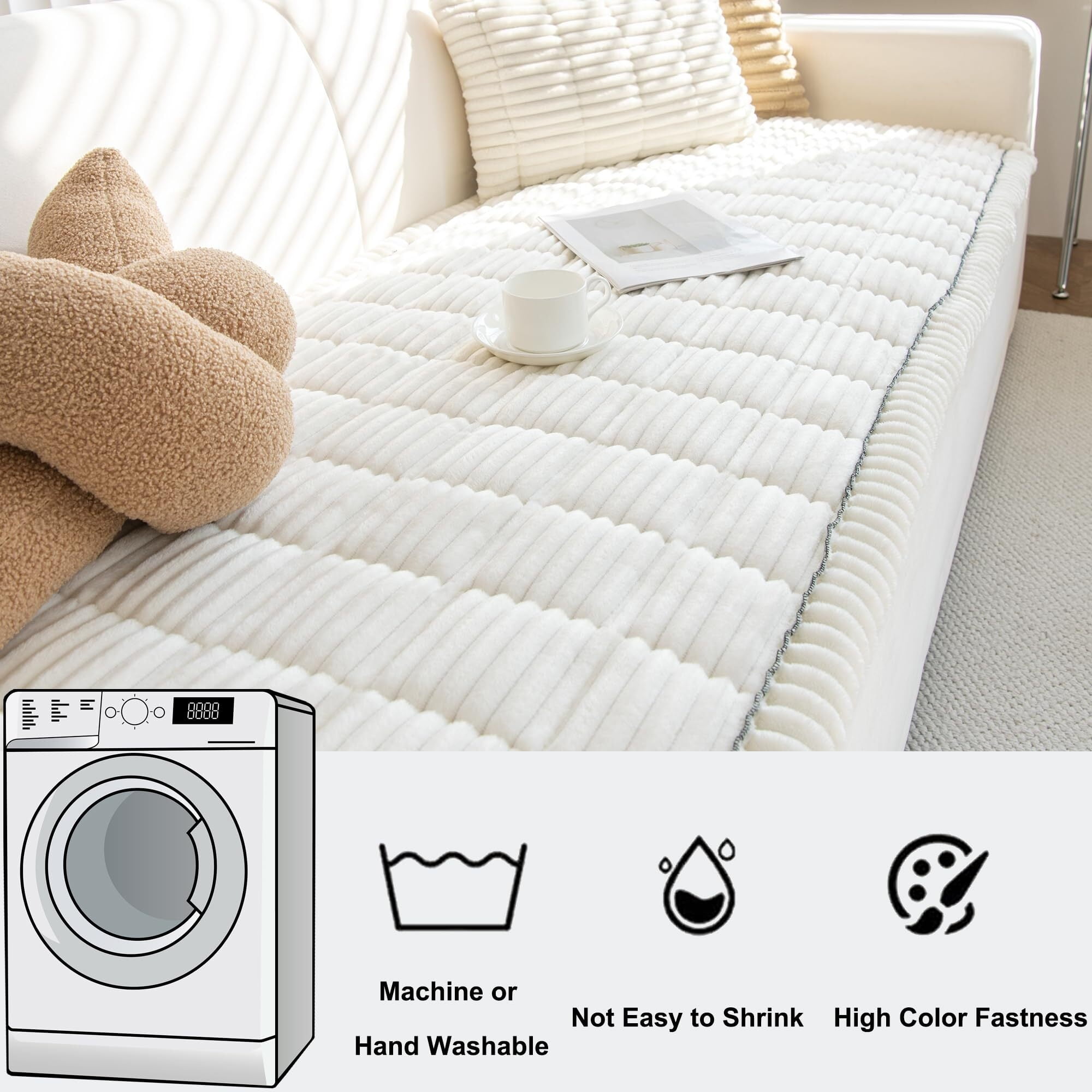 Pet Couch Cover, Couch Covers for Dogs, Washable Dog Sofa Covers Couch Protector, Fuzzy Non Slip Couch Slipcover Pet Friendly