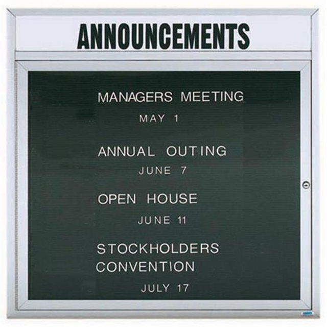 Aarco Products OADC3636HI Illuminated Enclosed Directory Board - Clear Satin Anodized