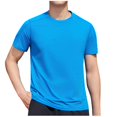 thumbnail image 2 of HOMADLES Men’s Tee Shirt Short Sleeve Lightweight Kint Stretch Slim Fit Pullover Summer Tee Blue XL, 2 of 5