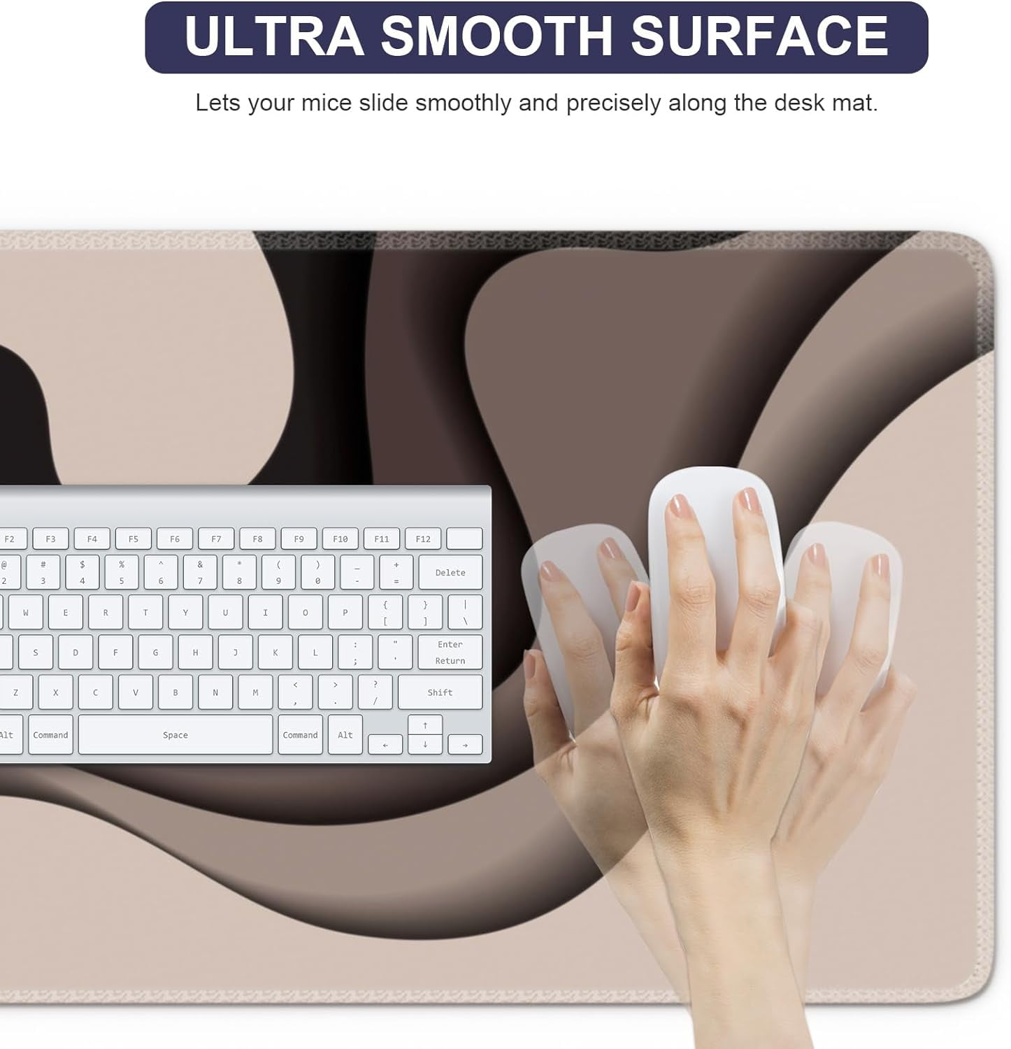 Topographic Mouse Pad, Gaming Mouse Pad, Extended Desk Pad 35.4x15.75in XXL Mouse Pad with Non-Slip Rubber Base, Abstract Mice Pad Desk Mat, Tan