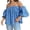 Blue, variant on Cute Womens Tops Wave Dot One Shoulder Bubble Sleeve Petite Tops for Women,Coffee,S