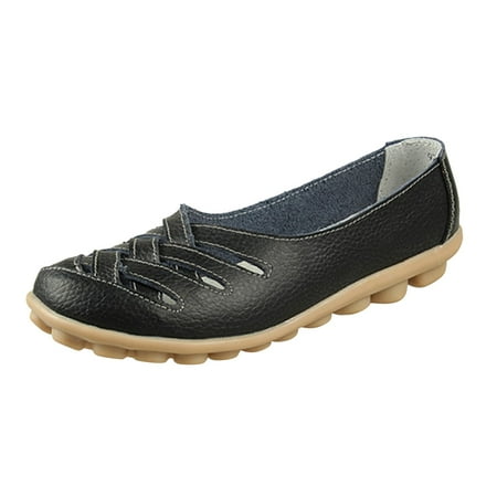 

Sngxgn Slip On Women Comfort Walking Flat Loafers Casual Shoes Driving Loafers Walking Shoes Flats Leather Comfort Flat Shoes(Black 6.5)