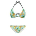 thumbnail image 2 of COEQINE Women's Cheeky Bathing Suit Top Halter String Allover Print High Cut Bottoms Bikini Set Adjustable 2 Piece Sexy Swimwear, Pineapple Polka Dot Light Blue, S, 2 of 7
