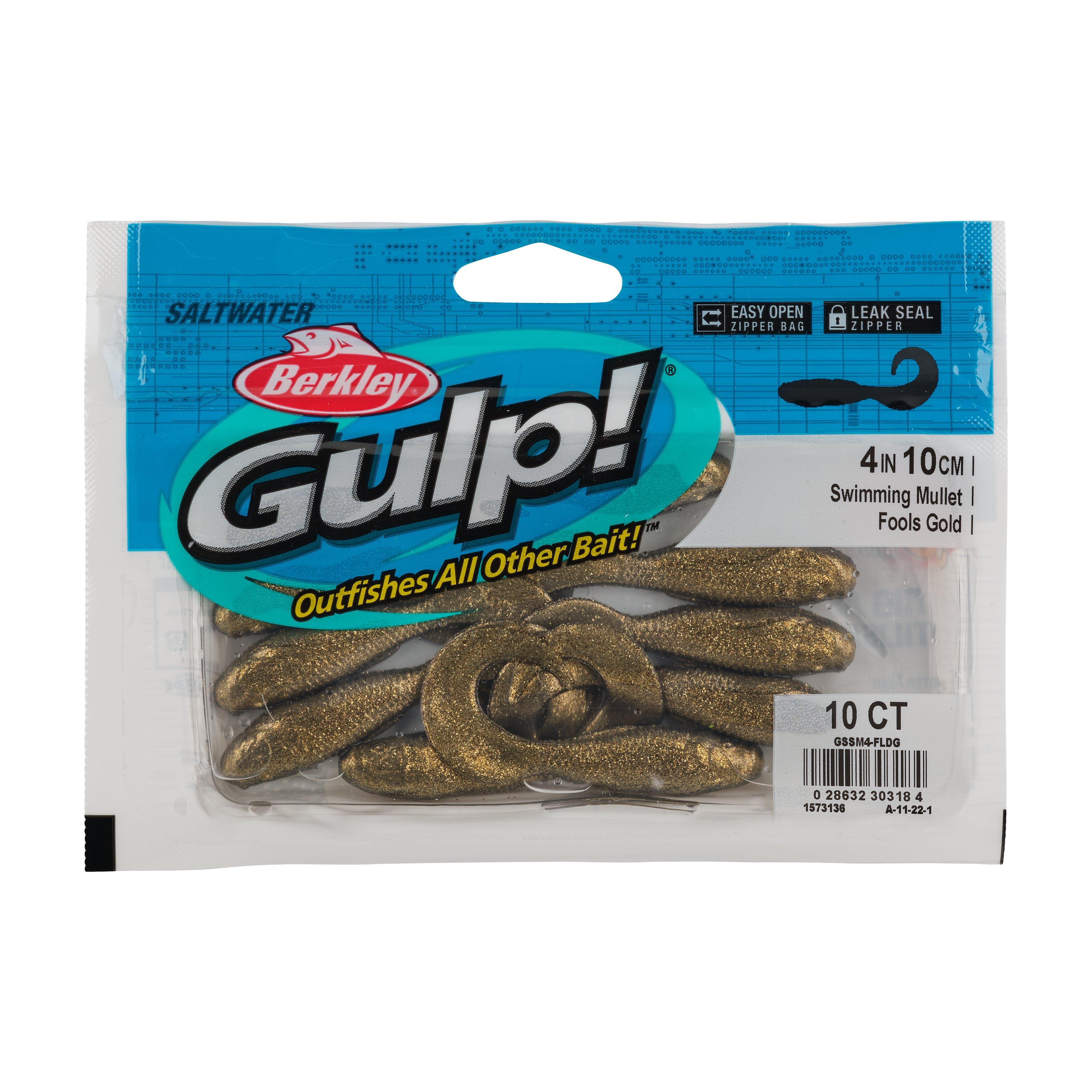 Berkley Gulp!® Saltwater Swimming Mullet, 4 in, Fool's Gold