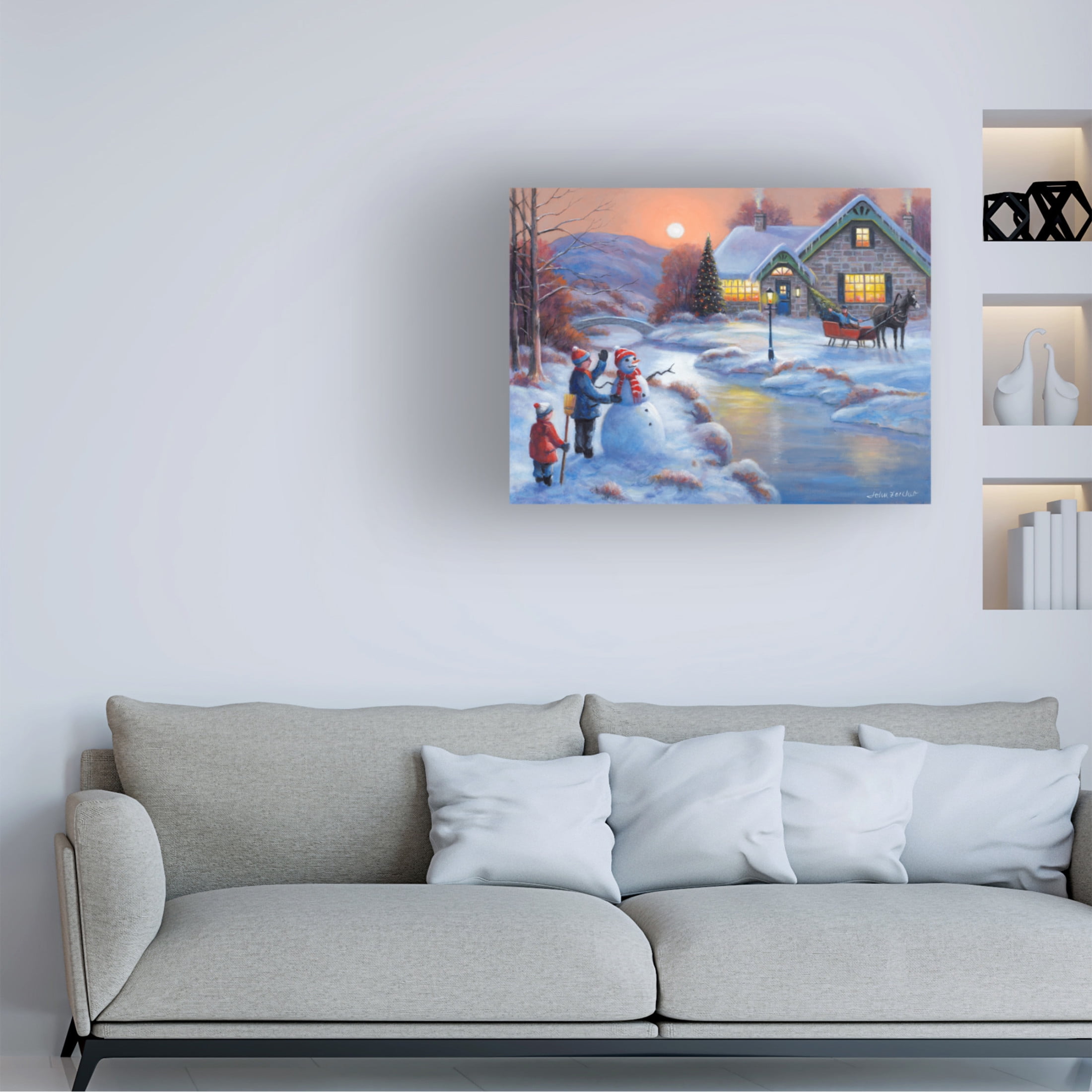 Canvas Wall Art - John Zaccheo 'Riverside Greetings' Wall Art for Living Room, Bedroom, or Office Décor by Trademark Fine Art - 32 x 24 Inches