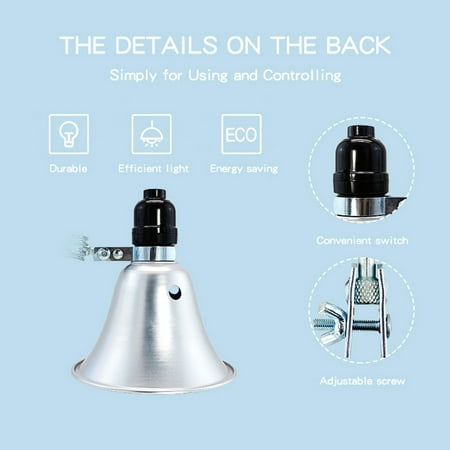 

Tgzyhyh Lampshade for Table Lamp Reptile Heat Lamp Bulb Clamp Light 300W Aluminum Reflector US Plug Terrarium Indoor Grow