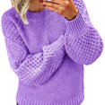 thumbnail image 2 of Purple Womens Fall Tops Women's Autumn and Winter New Casual Thickened and Warm Solid Color External Knitted Pullover Sweaters for Women, 2 of 5