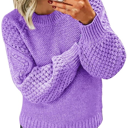 Gkeoshab Christmas Sweatshirts For Women Thickened Winter Warm Solid Color Knit Pullover Sweater Plush High-Quality Fleece Material for Cold Weather Protection and Cozy Seasonal Layering Outdoors