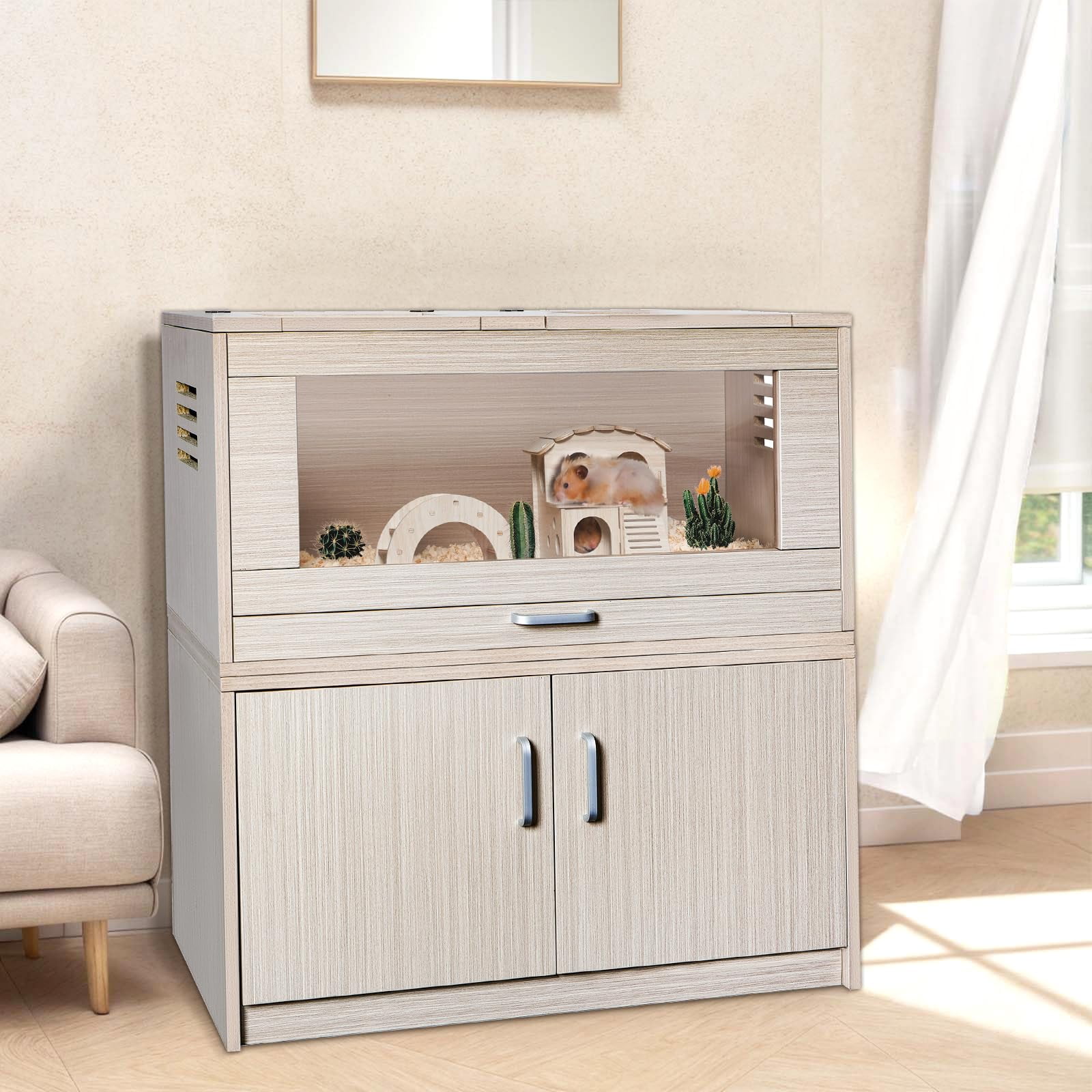 Spacious Multi-Functional Small Animal Cage – Includes Storage, Acrylic Panels, And Easy Cleaning For Hamsters, Guinea Pigs, And Chinchillas