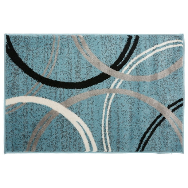 Modern Abstract Circles Design Area Rug 2' x 3' Blue