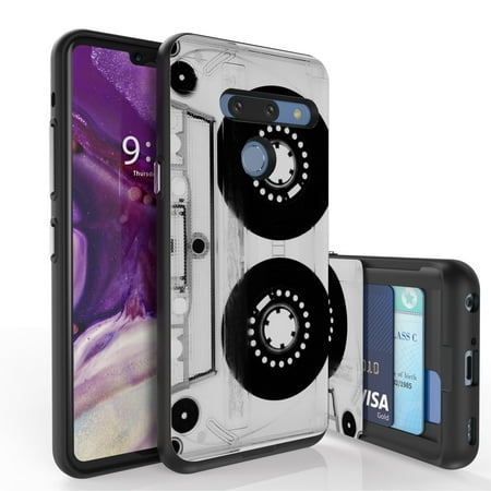 LG G8 ThinQ Case, PimpCase Slim Wallet Case + Dual Layer Card Holder Designed For LG G8 ThinQ (Released 2019) Clear Cassette (Best Cassette Releases 2019)