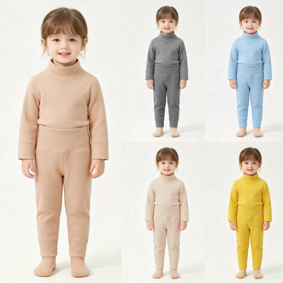 2-3Years Toddler Boys Turtleneck Thermal Underwear Set,Long Sleeve Top and Pants,Warm Base Layer for Fall Winter