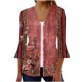thumbnail image 2 of Sakmal Womens Coats Long Sleeve Sleeve Lightweight Casual Red Cardigan Floral Flowy Loose Fit Womens Jackets Trendy, 2 of 5