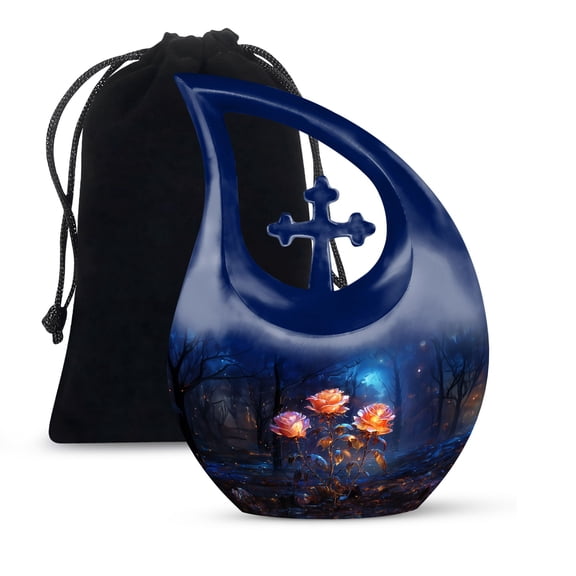 JAGSHASHI Rose Urns For Men - Urns For Human Ashes Adult Female Mom - Urns For Ashes Adult Male - Urn Ashes Women - 10 Inch With Velvet Bag - Large Decorative Urn Ashes - Burial Urns For Ashes