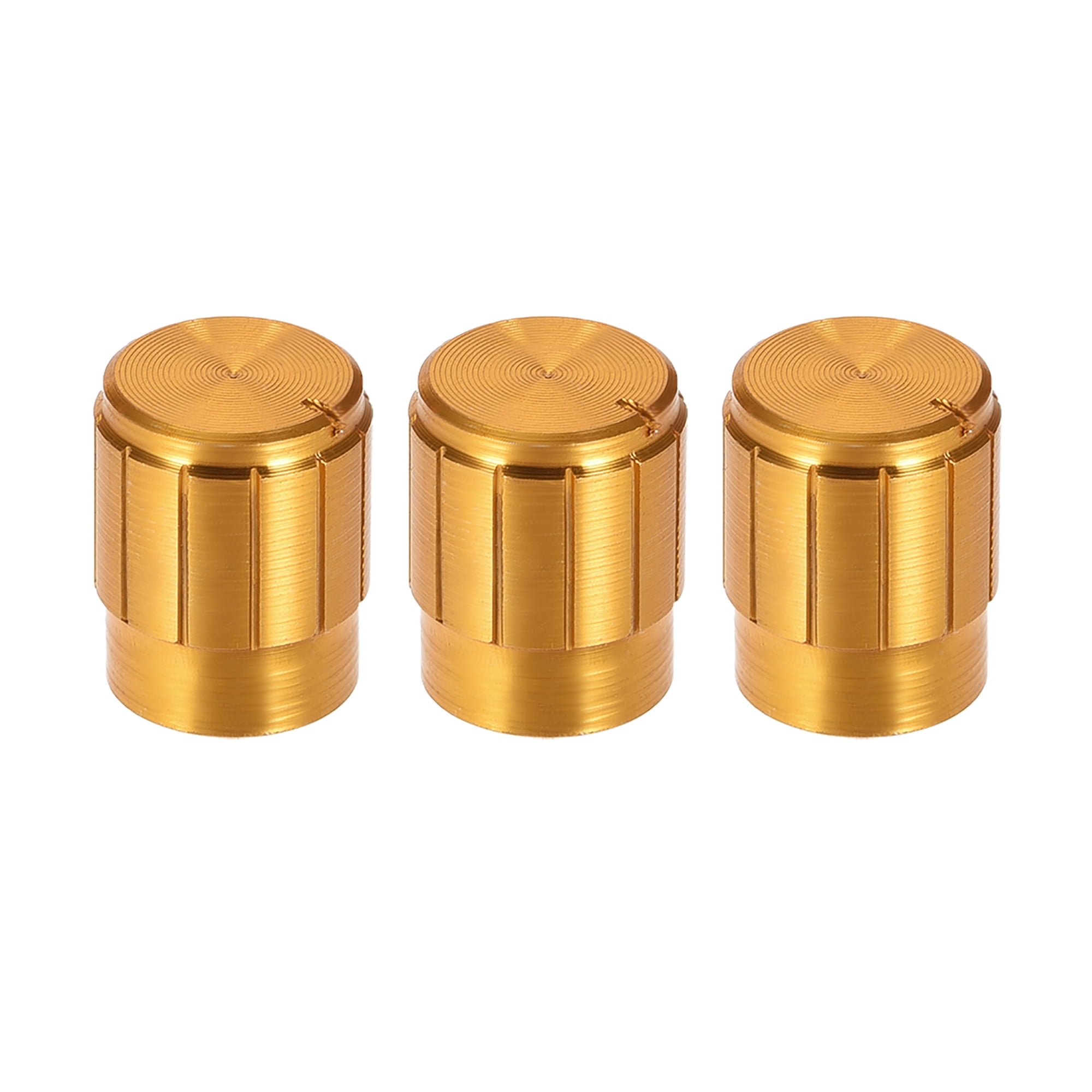 3pcs Potentiometer Knob Cap Gold Tone Aluminum 6mm Shaft Dia. Rotary
