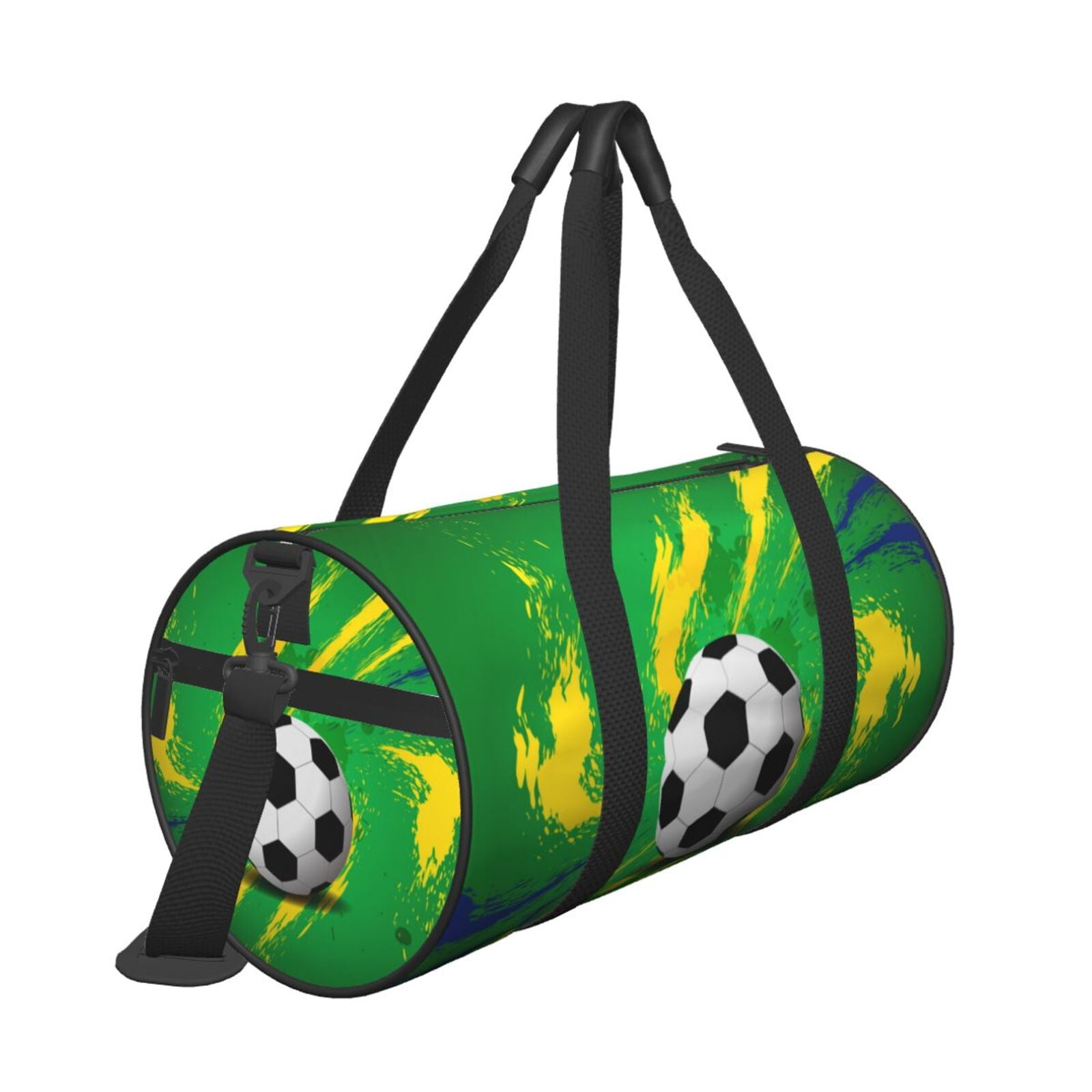 Soccer Brazil Travel Sport Duffle Bag, Canvas Shoulder Tote Gym Bags for Overnight Weekender Dancing Yoga Gymnastics Ballet