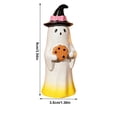 thumbnail image 3 of Gradient Resin Ghost Figurine Assorted Styles Freestanding Desktop Ornament With Bow Witch Hat Snack Detail For Halloween Shelf Office Indoor Seasonal Home Decor.B, 3 of 7