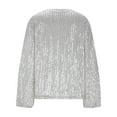 thumbnail image 4 of Womens Shirts Sequin Tops Silver Long Sleeve Sparkly Tops for Women Glittery Top Dressy Tops for Women Night Out Womens Holiday Party Tops, 4 of 4