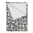 thumbnail image 2 of Bee Soft Flannel Fleece Blanket, Silhouette Floral Pattern with Colored Cartoon Bees Flying in Botany Nature, Cozy Plush for Indoor and Outdoor Use, 50" x 70", Black White and Yellow, by Ambesonne, 2 of 5