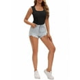 thumbnail image 2 of INSPIRE CHIC Women's U-Neck Tank with Built-In Bras Ribbed Wide Straps Undershirt L Black, 2 of 5