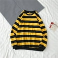 thumbnail image 2 of Jovati Men's Yellow Autumn and Winter Crew Neck Striped Sweatshirt Pullover Long Sleeve On, 2 of 3