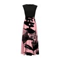 thumbnail image 4 of Women's Casual Summer Crewneck A Line Sleeveless Print Flowy Boho Long Maxi Dress with Belt, Light Pink S, 4 of 4