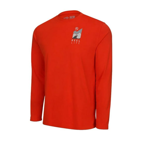Reel Life Men's Jax Beach Long Sleeve UV Shirt in Orange Size Medium